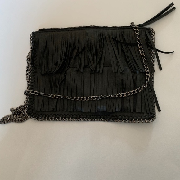black fringe crossbody
